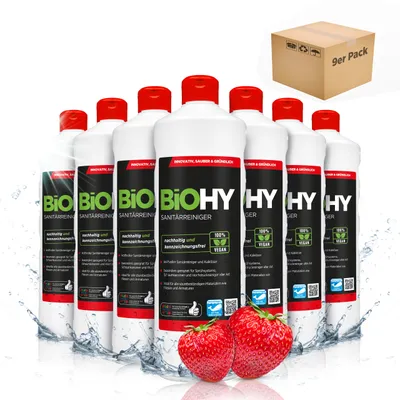 Produktbild von BiOHY Sanitärreiniger, Badreiniger, Kalklöser, Badezimmer Reiniger, 9 x 1 l