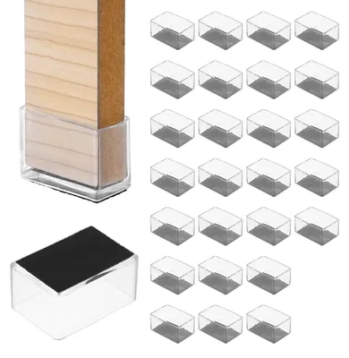 28 Stück Stuhlbeinschoner, 6 x 4 cm, PVC & Filz, Kratzschutz