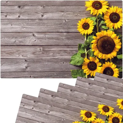 Immagine prodotto di Set di 6 tovagliette lavabili effetto legno con girasoli