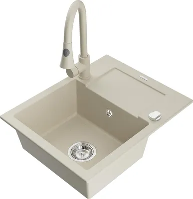 Produktbild von Mexen Enzo 1 Becken-Granitspüle mit Abtropffläche und Mischbatterie Elia, Beige - 6506-69-670101-69
