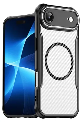 Produktbild von Für Apple iPhone 17 Air Design Carbon Textur MagSafe Translucent Hülle Schwarz