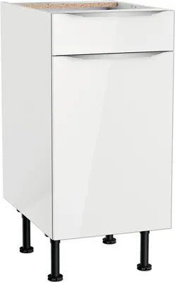 Produktbild von Optifit Unterschrank mit Schublade und Drehtür Arvid986 BxTxH 40 x 58,4 x 87 cm weiß glänzend zerlegt Anschlag reversibe