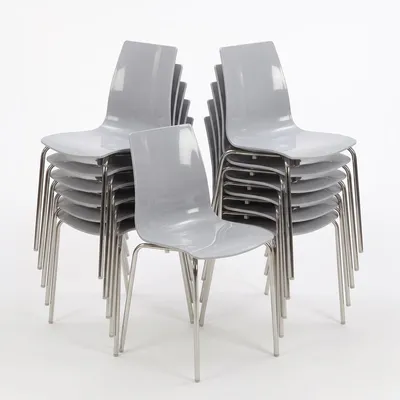 Produktbild von 12 Stühle Küchenstuhl Esstischstuhl Esszimmerstuhl Grand Soleil Lollipop Stock - Grau