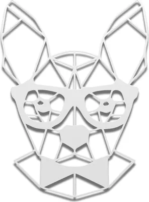 Produktbild von Wanddeko Metall Wandbild Metallbild Geometrische Wandkunst Nerdy Dog 40 x 54 cm, Farbe:Nerdy Dog Weiß