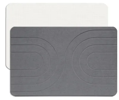 Productafbeelding van Badmat van steenlook – Kieselguurmat, snel drogende douchemat van kieselguur, waterabsorberende mat voor badkamer en keuken, gemakkelijk schoon te maken (59 x 38 cm, grijs)