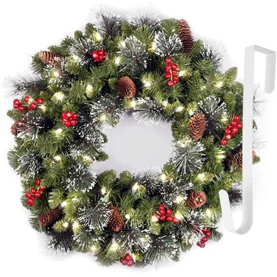 Weihnachtskranz 40 cm mit LED-Lichtern, Grün