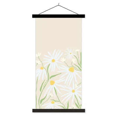 Produktbild von MuchoWow® Textilposter Blume - Muster - Gelb 90x180 cm mit schwarzem Rahmen - Dekoration Wohnzimmer