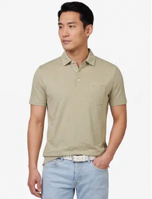 Image de Polo Brax vert olive chiné, en coton