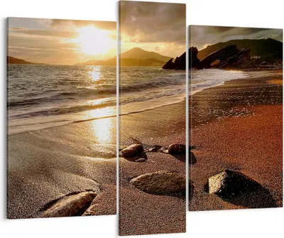 Produktbild von Bild auf Leinwand - Leinwandbild - Strand Wolken Abend Küste - 95x80cm - Wand Bild - Wanddeko - Leinwanddruck - Bilder - Kunstdruck - Wanddekoration - Leinwand bilder - Wandkunst - CB95x80-2527
