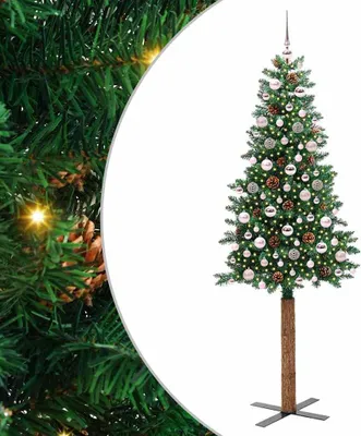 Obrázok produktu pre Úzky vianočný stromček s 300 LED-i so stojanom Zelená 210 cm
