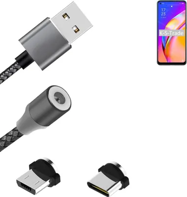 Produktbild von K-S-Trade Hochwertiges Magnet-Lade-kabel Sync-Kabel Daten-Kabel für Oppo A94 5G mit USB-Typ-C-Anschluss und Micro-USB-Anschluss 2A bis zu 480mbps