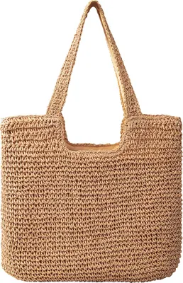 Produktbild von Handgefertigte Stroh-Strandtasche – hohle Netz-Umhängetasche für Strand & Urlaub.