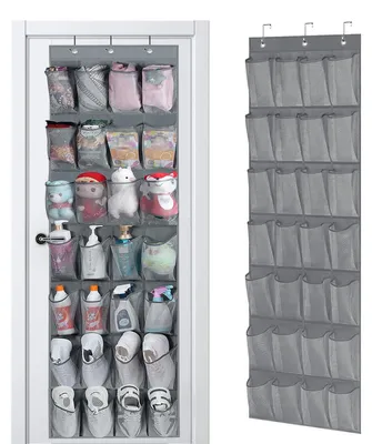 Tür-Organizer für Schuhe, 28 Fächer, hängend, grau, 186x48 cm