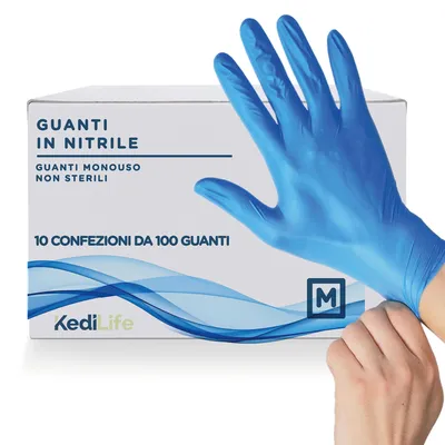 Immagine prodotto di KediLife Guanti in Nitrile Blu - Taglia M - 1000x Guanti Monouso Professionali Non Sterili