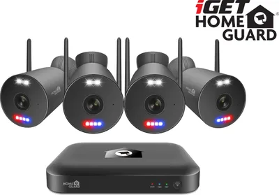 Image de iGET HGNVK109104 - Kit caméra Wi-Fi, résolution 3K, 10CH NVR 4x caméra avec son, IR LED, CZ App
