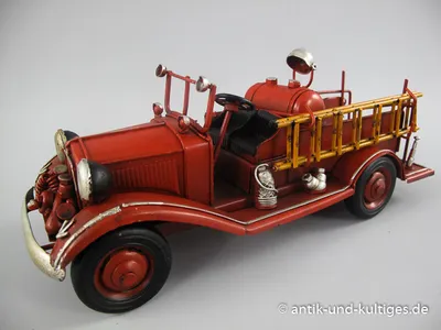 Produktbild von Feuerwehrauto Oldtimer Blechmodell 25 cm Dekoration Retro Feuerwehr