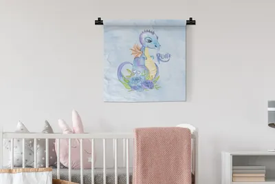 Produktbild von MuchoWow® Wandteppich Wandbehang Dinosaurier - Blau - Kinderzimmer - Jungen - Mädchen - Kinder 60x60 cm Tapisserie Dekoration Wandtuch - Dekorationen - Wand Decke