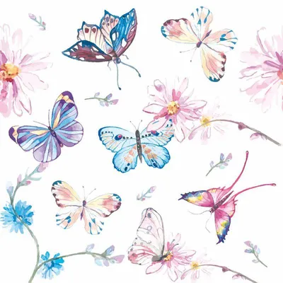 Produktbild von 240 Duni Tissue-Servietten 33 x 33 cm Butterflies 3-lagig