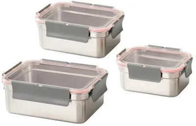 Obrázek produktu pro Třípatrová nerezová krabička na oběd s vzduchotěsným víkem, 1000 ml + 1800 ml + 3000 ml, vhodná do varné nádoby a do myčky nádobí