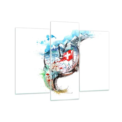 Produktbild von Bilder auf glas - Uhr Schweizer Alpen Wolke - 130x100cm - Glasbilder - Wandbilder - Kunstdruck - zum Aufhängen bereit - Wanddekoration aus Glas - Glas Bilder - Wandbild auf Glas - GCB130x100-3038