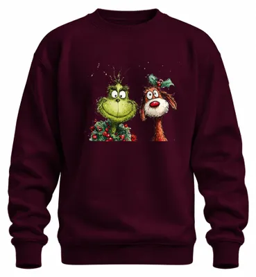 Produktbild von Grinch Max Hund Weihnachten Lustig Ugly Christmas Sweater Sweatshirt Pullover, Burgundy, L
