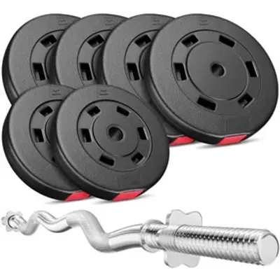 Produktbild von Hop-Sport Hantelset 57 KG SZ-Stange Curlstange Hantelcheiben Gewichte 4 x10 kg + 2 x 5 kg