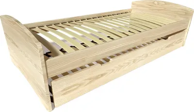 Produktbild von Ausziehbett 90x200 Happy aus Massivholz - Naturlack