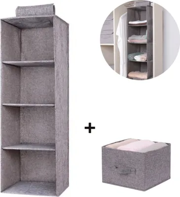 Produktbild von Kleiderschrank Organizer,  hochwertige Hänge Schrankorganizer mit Eisengestell Hängeregal Organizer Aufbewahrungssystem