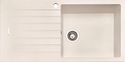 Produktbild von NABER Spüle ANGOLA 100L in MAGNOLIA mit Drehexcentergarnitur verchromt / Auflagespüle / Einzelbecken / 60 cm Schrankbreite