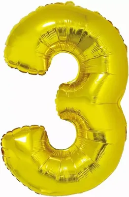 Productafbeelding van #BFC37 Slimme folieballon, cijfer 3, goud, 76 cm
