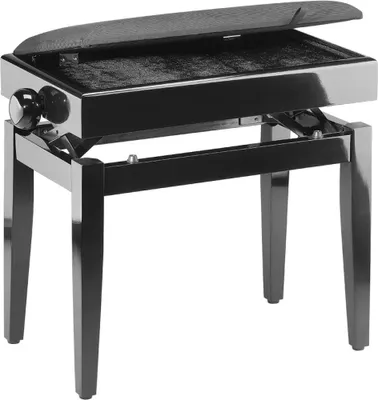 Produktbild von Stagg Klavierbank mit Notenfach in Schwarz matt mit schwarzem Stoff...