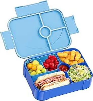 Produktbild von Brotdose Kinder mit Fächern,1330ml Auslaufsichere Bento-Box, Kinder-Lunchbox,Auslaufsicher Fächern,Jausenbox Brotbox für,Mädchen & Jungen,Mikrowelle/spülmaschinenfest(Blue)