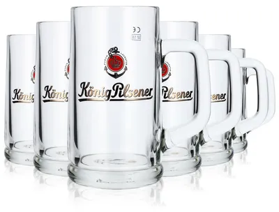 Produktbild von 6x König Pilsener Bierseidel Bierhumpen Bier Glas 0,4l Krug  Rastal
