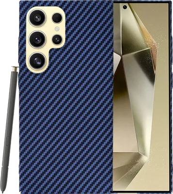 Productafbeelding van Techsuit Carbonite FiberShell achterhoes voor de Samsung Galaxy S24 Ultra - Blauw