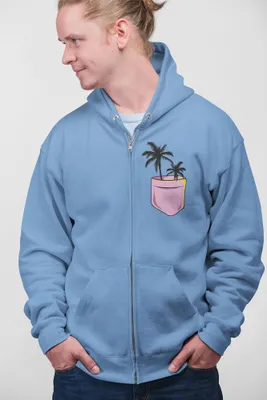 Produktbild von D&B Uni Hoodie ZIPPO00023 Palm Hellblau-Größe S