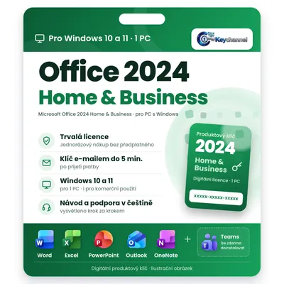 Obrázek produktu pro Microsoft Office 2024 Home & Business | Plná verze pro Windows 10/11 | 1 PC | Trvalá licence bez předplatného | Klíč e-mailem do 5 min.