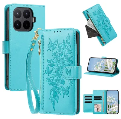 Produktbild von Handyhülle für Xiaomi 17T, Wallet Case Kunstleder mit Kartenfächern, Reißverschluss und Handschlaufe Blau