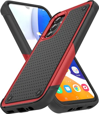 Produktbild von Für Samsung Galaxy A14 5G Hülle Militärqualität Stoßfest Hybrid 2 in 1 Hart PC Weich TPU Handyhülle Rot Schwarz
