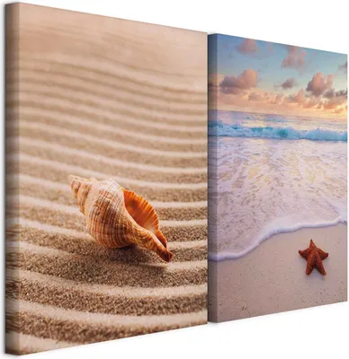 Produktbild von murando - Akustikbild Bilder XL Set Meereslandschaft Kunstdruck auf Leinwandbild 80x60cm 2 Teilig je 40x60cm Collage 2er Kunst Wandpaneele Schalldämmung Leinwandbilder - Mehrteilige c-B-10267-b-a