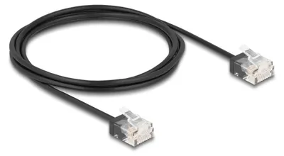 Obrázek produktu pro DeLOCK Síťový kabel RJ45, Cat.6, UTP, ultra tenký, 2 m, černý, 2 m, Cat6, U/UTP (UTP), RJ-45, RJ-45, Černá