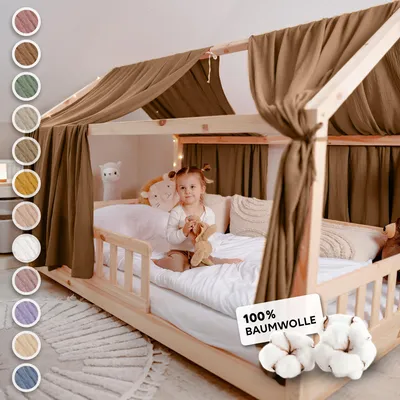 Produktbild von Hausbett Himmel 2er-Set aus 100% Musselin - für Kinderbett