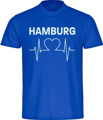 Produktbild von multifanshop Herren T-Shirt - Hamburg - Herzschlag, blau, Größe S