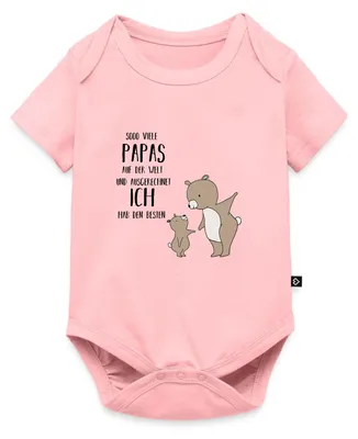 Produktbild von Spreadshirt Vatertag Papa Bär Ich Habe Den Besten Papa Kurzarm Tages Baby Body, 74 (6-9 M.), Rosa