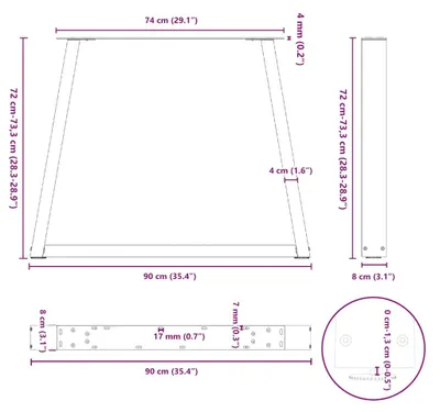 Produktbild von vidaXL Esstisch Beine V-Form 2 Stück Schwarz 90x(72-73,3) cm Stahl