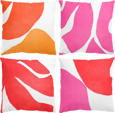 Produktbild von Dekokissen 4-teilig Muster draußen / Outdoor Zierkissen waschbar Blumenmuster bunt Pop Art Sofakissen ohne Füllung