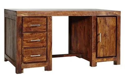 Produktbild von MASSIVMOEBEL24.DE Schreibtisch Sheesham 150x75x78 braun lackiert METRO LIFE #119