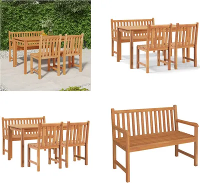 Produktbild von vidaXL 4 tlg. Garten Essgruppe Massivholz Teak - Garten Essgruppe - Garten Essgruppen - Gartenmöbel - Terrassenmöbel