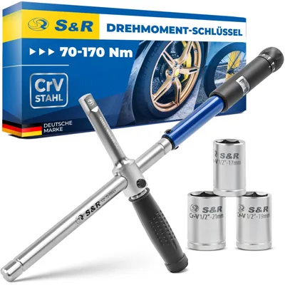 Immagine prodotto di S&R 465.012.170 S&R Drehmomentschlüssel 465.012.170 70 - 170 Nm mit hoher ± 4% Auslösegenauigkeit mit Grob- und Feinjustierung