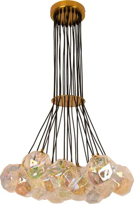 Image de Plafonnier Suspension Lustre pour salon Salle à manger Or 21 boules en verre