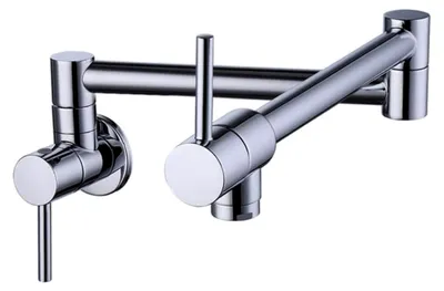 Produktbild von Wandmontierter Wasserhahn für Küchentopffüller, Messing-Doppelgriff-Kaltwasserarmatur, Multifunktionale Küchenarmatur für Spülen/Chrom